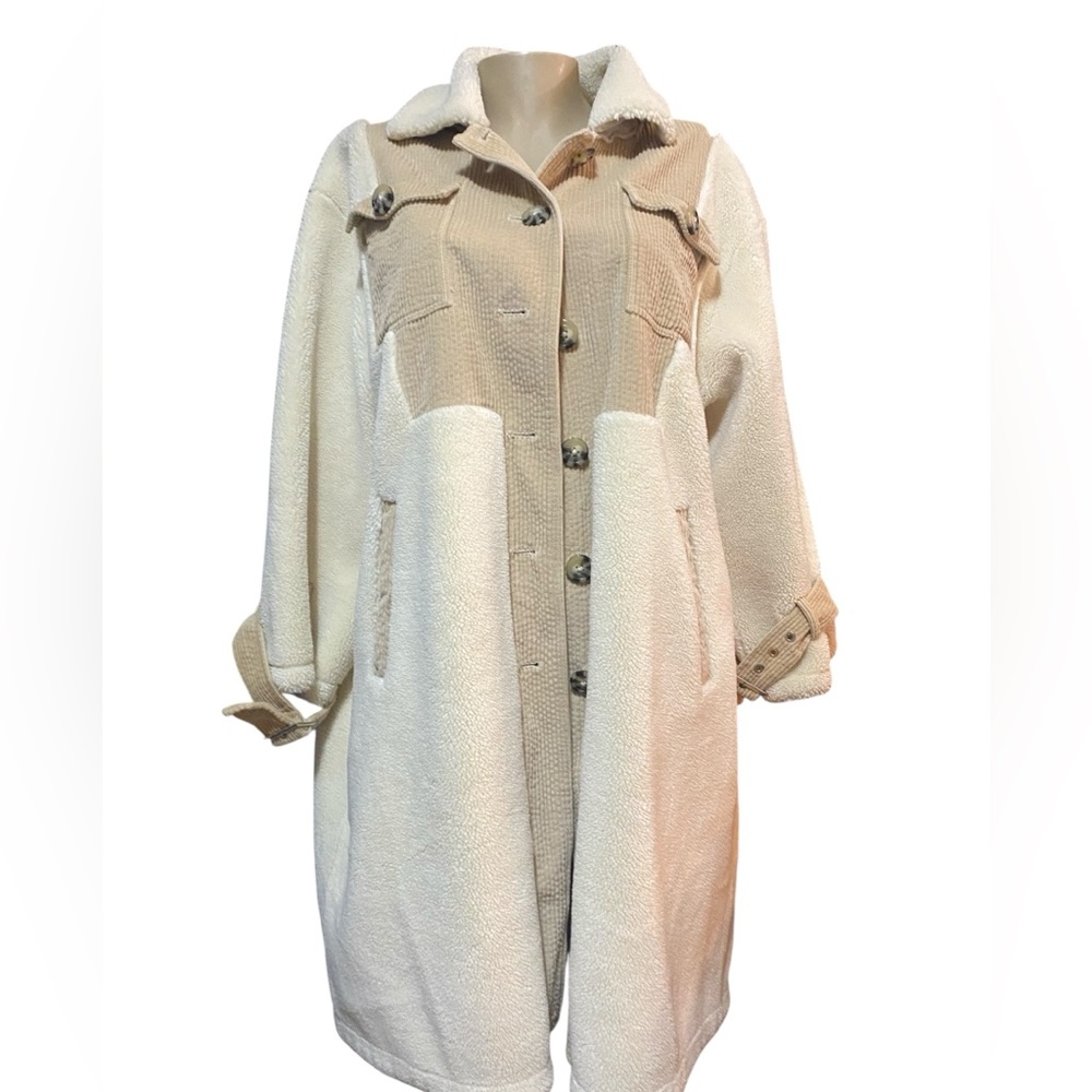 Elegant Cream and Tan Teddy Jacket